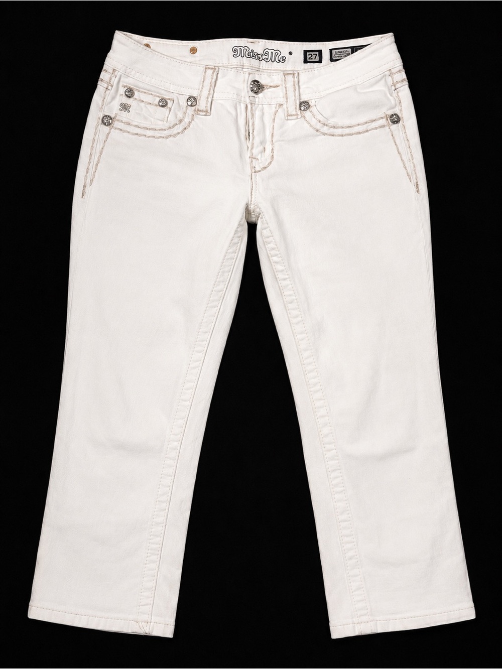 Miss Me White signature rise cuffed capris size 28